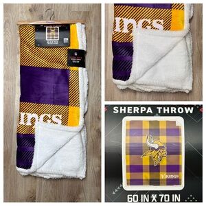 Minnesota Vikings Fleece Sherpa Throw Blanket - Purple and Gold